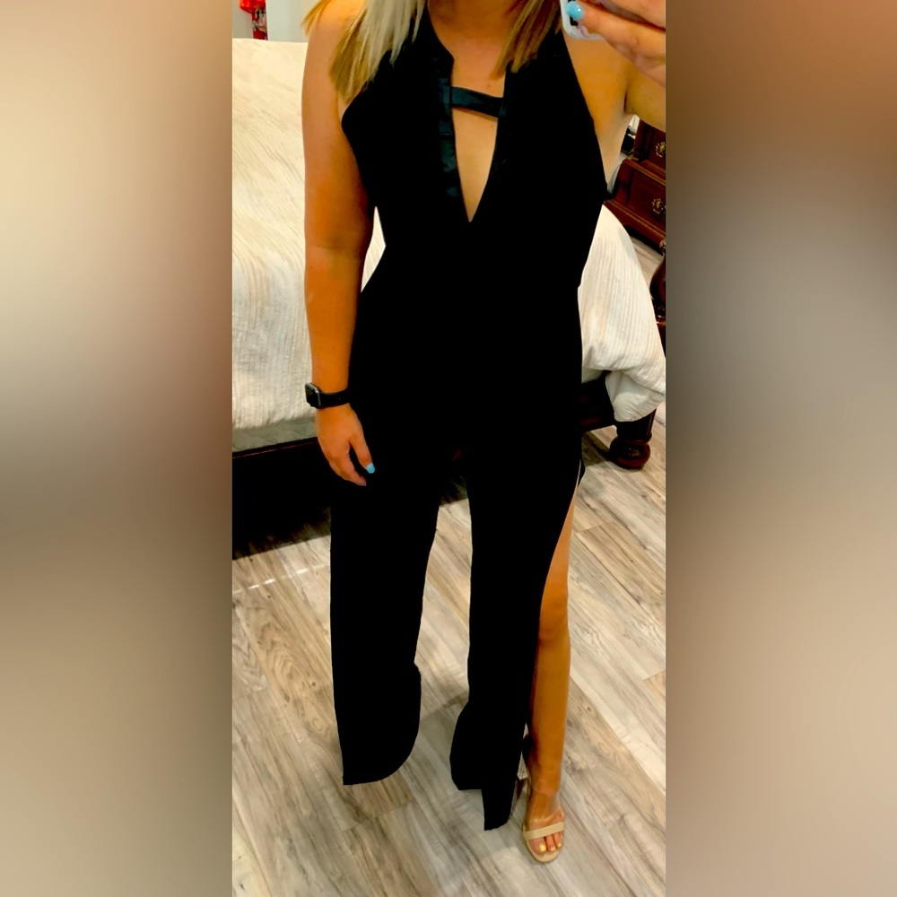 Silk body fitting jumpsuit